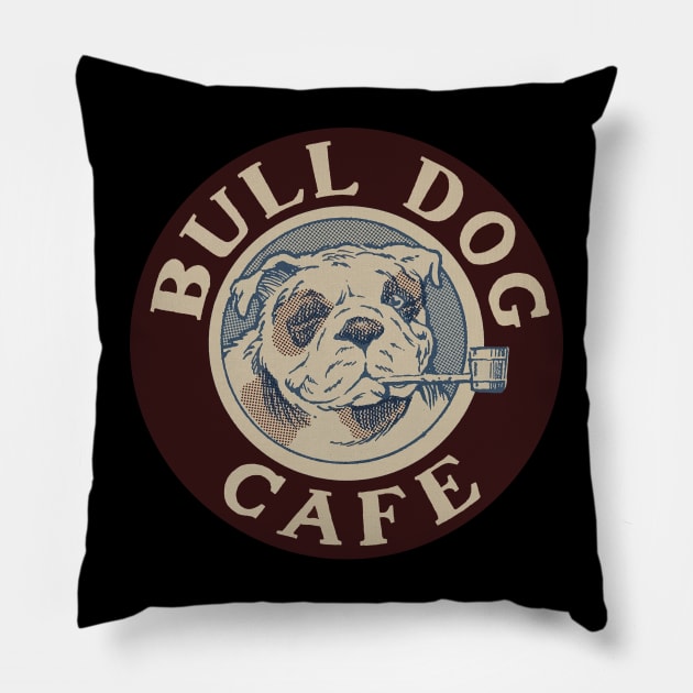 Bulldog Cafe Logo Pillow by LordNeckbeard