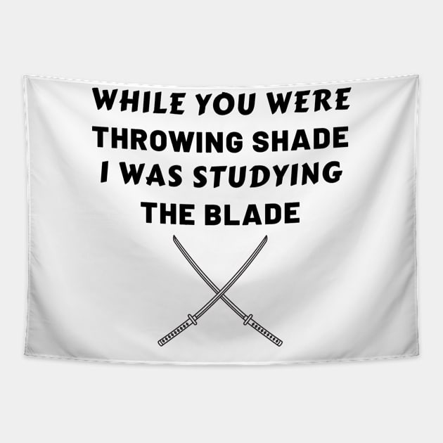 Studying The Blade Shade Funny Tapestry by Mellowdellow