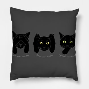 No Evil Cat - Black Cats Pillow