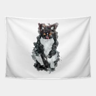 ABSTRACT FUNNY CAT IN WATERCOLOR PAINTING Tapestry