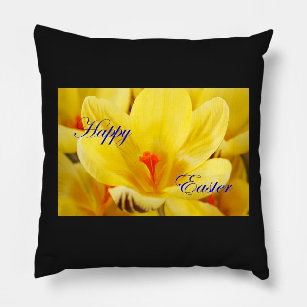 Crocus  'Gipsy Girl' with Happy Easter message Pillow by chrisburrows