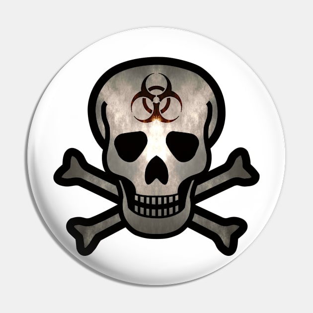 Skull and Bones Biohazard in a Dark Light Pin by SolarCross