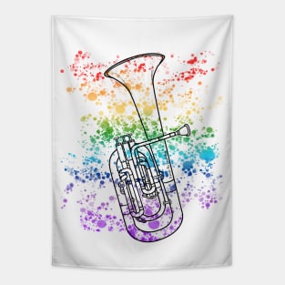 Tenor Horn Rainbow Colours Hornist Brass Musician Tapestry