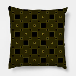 Black squares on olive green Pillow