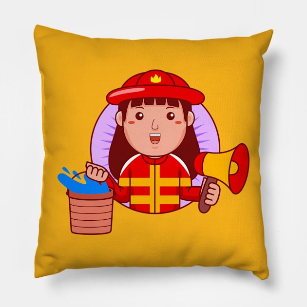 Firefighter Woman Pillow by MEDZ