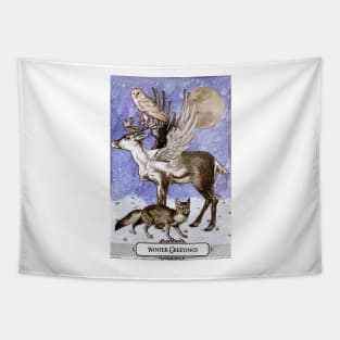 Enchanted Wildlife Winter Greetings Tapestry