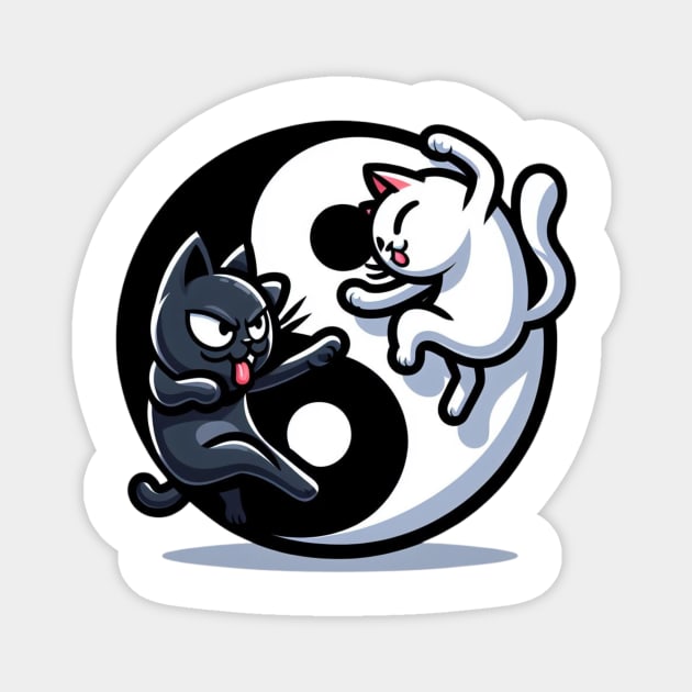 Ying Yang Fighting Cats Magnet by Shawn's Domain