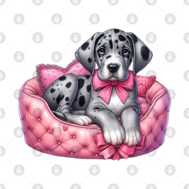 Valentine Great Dane Dog in Bed by Chromatic Fusion Studio