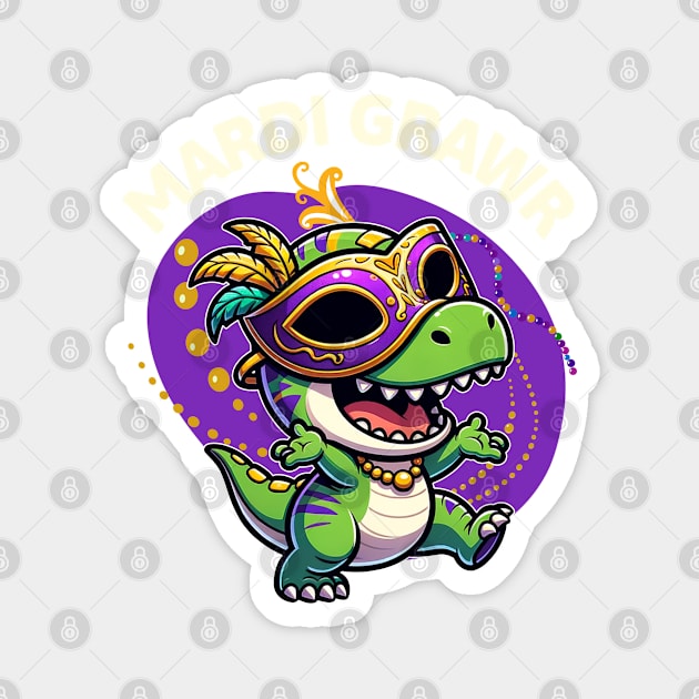 Mardi Grawr T-rex Magnet by Odetee