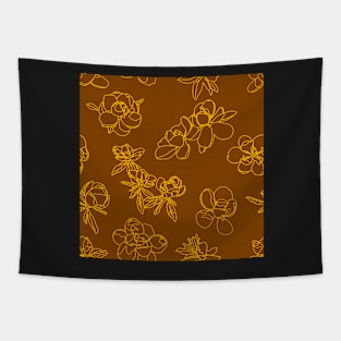 Magnolia Sketch Repeat Gold on Brown 5748 Tapestry