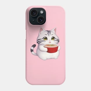 Cute Cat Holding a Cup of Ramen Phone Case