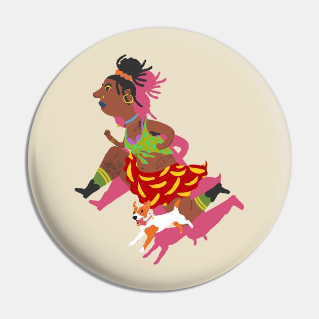 Running girl with dog Pin by ezrawsmith