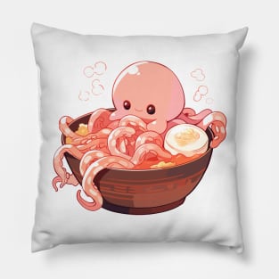Cute Octopus in Ramen Bowl Pillow