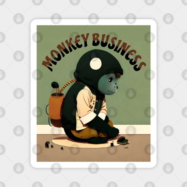 Monkey Business Magnet by Tezatoons