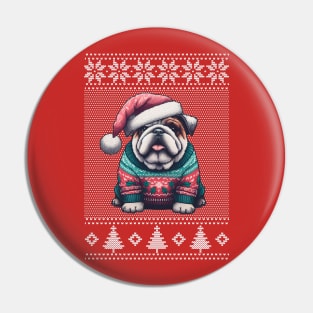 ugly christmas British bulldog sweater Pin