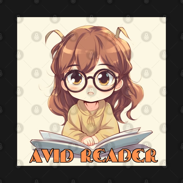 Avid Reader Kawaii Girl, Bookworm by FrenArt