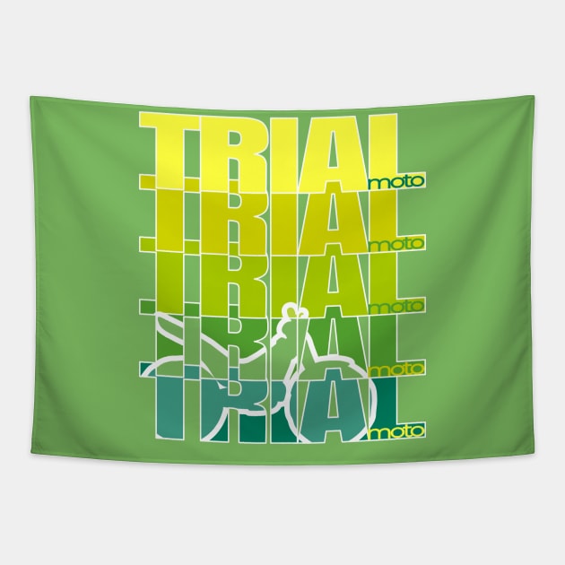 green yellow TRIAL Trialbike echo contour, Motorbike Sport Motorsports Tapestry by ALLEBASIdesigns