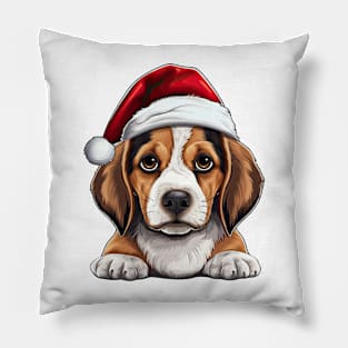 Christmas Peeking Beagle Dog Pillow