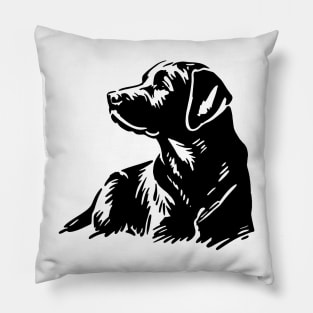 This is a simple black ink drawing of a Labrador dog Pillow