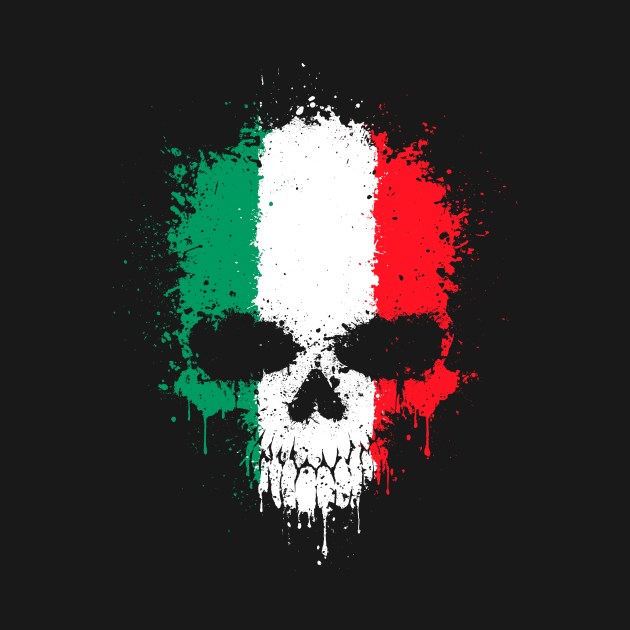 Chaotic Italian Flag Splatter Skull by jeffbartels