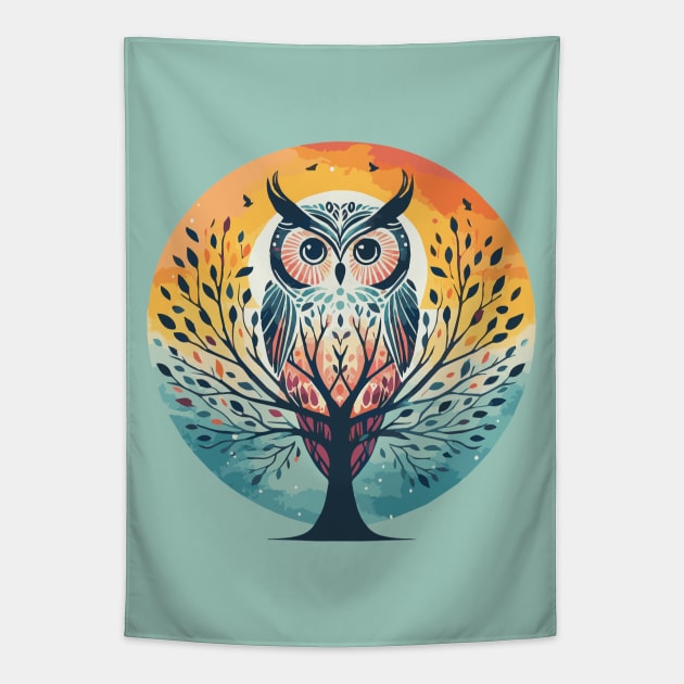 Owl and Tree of Life Tapestry by Heartsake