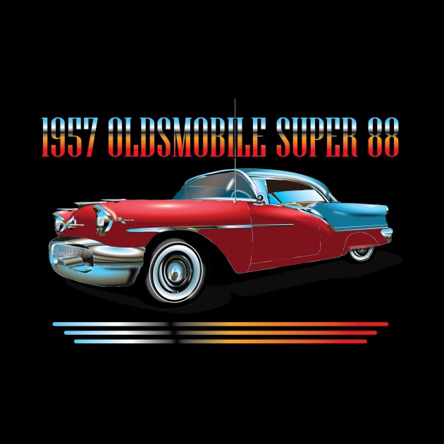 1957 - OLDSMOBILE SUPER 88 - GOLDEN ROCKET by KARMADESIGNER T-SHIRT SHOP