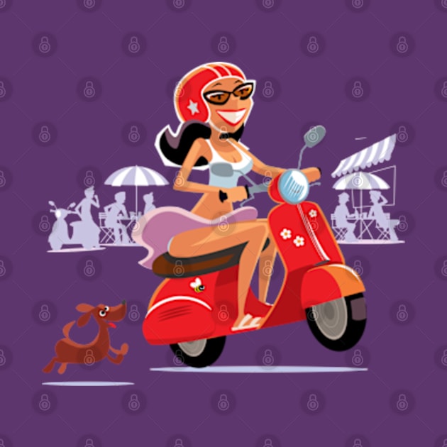 Vespa Girl in St Tropez by Charlie Adam Design Shop