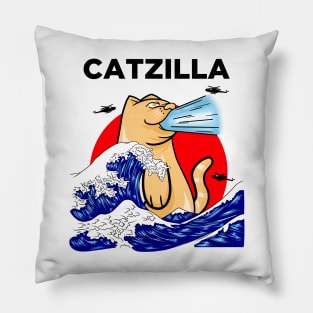 The Great Catzilla Japanese Pillow