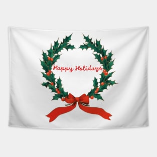Happy Holidays Wreath Tapestry