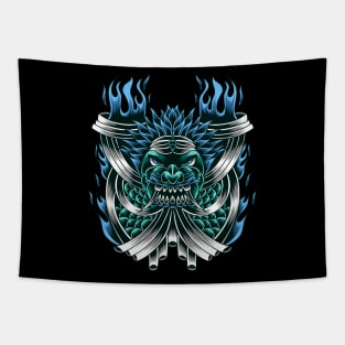 Artwork Illustration Ritual Creature With Big Fangs And Eyes Tapestry