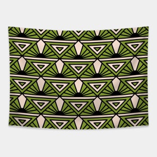 Art Deco Pattern No 76 - Green - Vintage Pattern Minimalist Tapestry