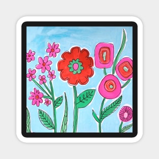 Blue and red Flowers Magnet