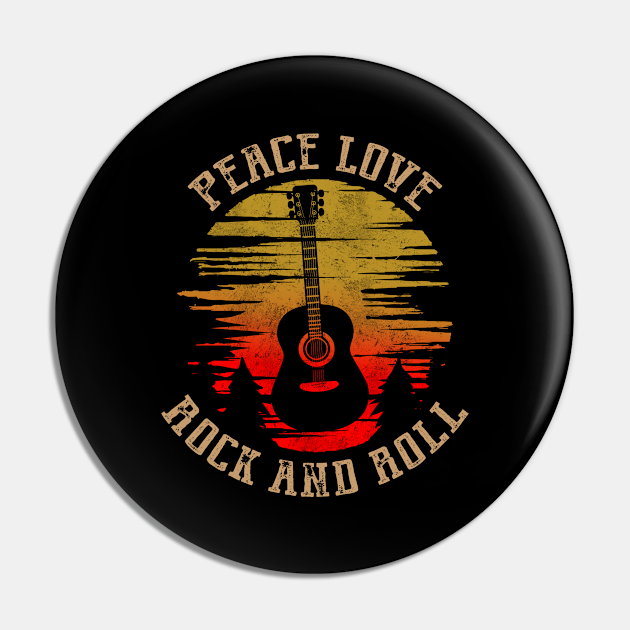 Peace Love Rock And Roll Guitar Retro Vintage Sunset ...