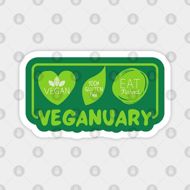 vegan veganuary Magnet by Marius Andrei Munteanu