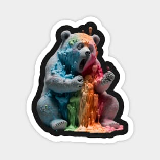 Colour Paint Splatter Screaming Panda Magnet