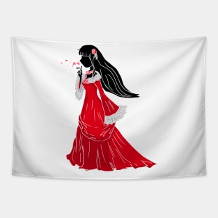 Anime Girl Flower Retro Tapestry