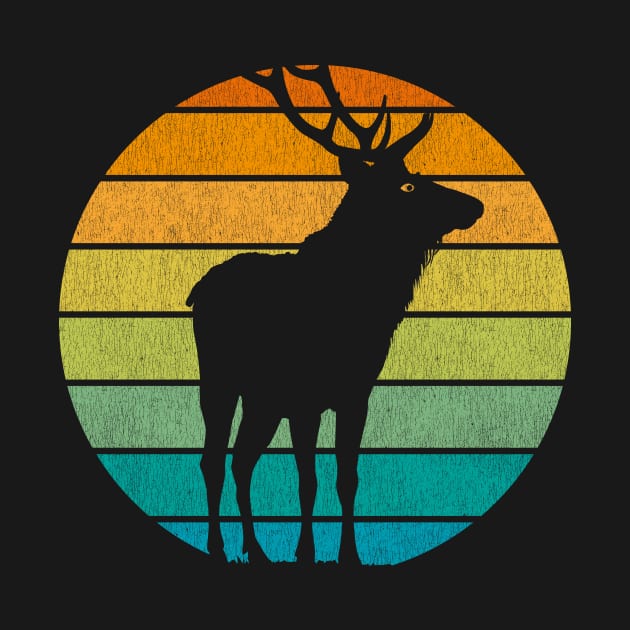 Wild Elk Silhouette Retro Style by bangtees