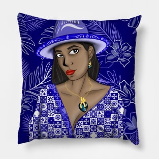 the muse from panama in talavera wallpaper art Pillow