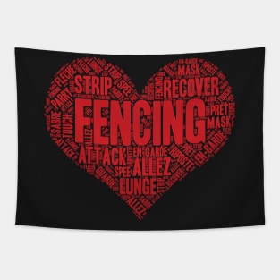 Fencing Heart Saber Epee Fence Gift design Tapestry