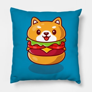 Cute Shiba Inu Dog Burger Cartoon Pillow