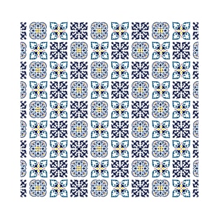 Blue tile pattern T-Shirt