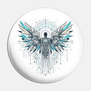 Digital Seraph: Futuristic Angel Pin