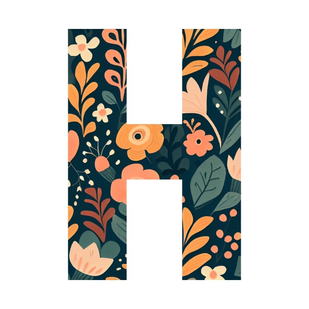Whimsical Floral Letter H by BotanicalWoe