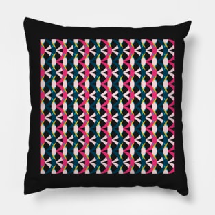 Pink and dark blue vertical retro geometrical semicircles pattern Pillow