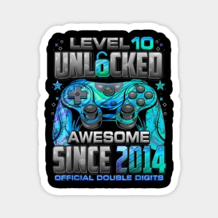 Level 10 Unlocked Awesome Since 2014 10th Birthday Gaming Magnet