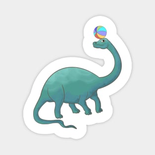 Cute Brontosaurus Playing with a Beach Ball Magnet