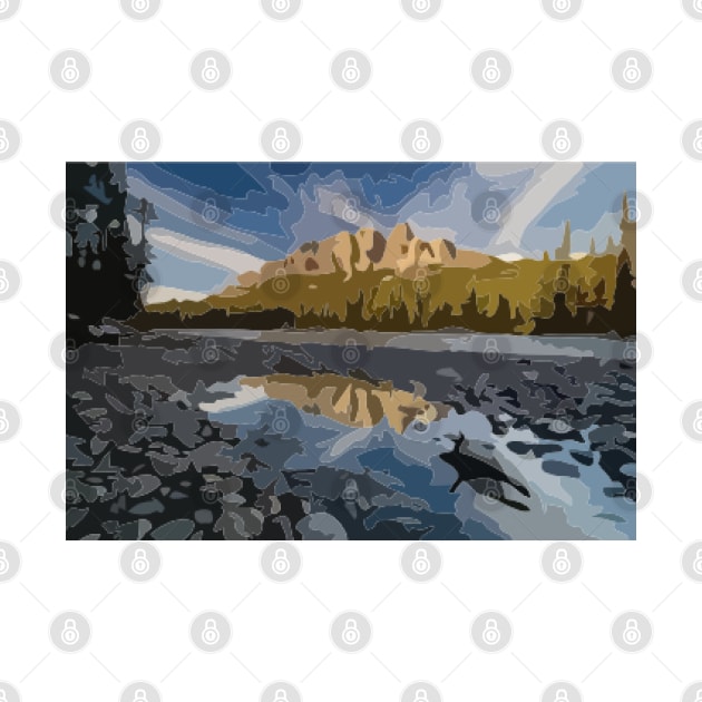 Castle Mountain Digital Painting by gktb