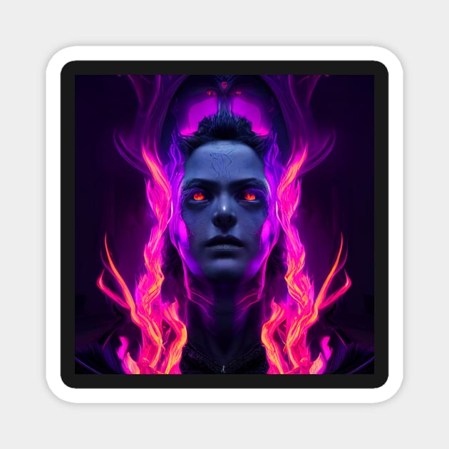 Dark Witch in Purple Flames - best selling Magnet by bayamba