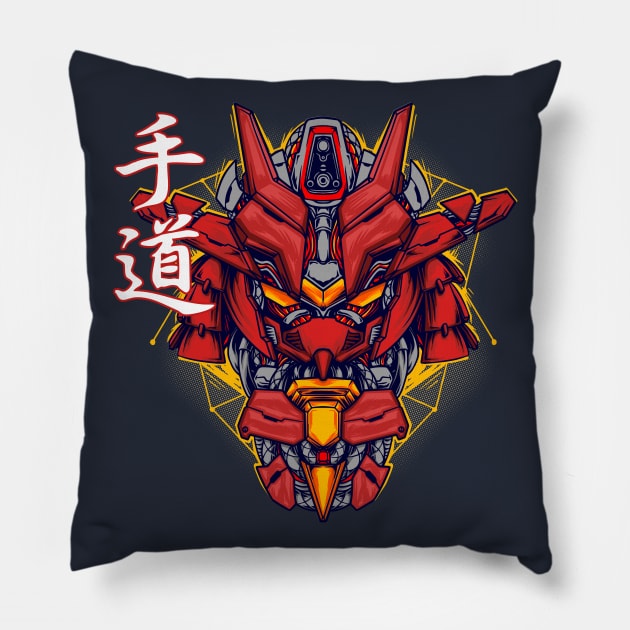 Crimson Bushido MK 3 - Samurai Sazer XV Mecha Concept Art Gundam Pillow by Celestial Crafts