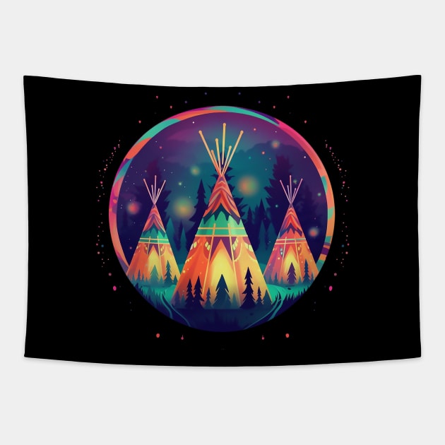 Three Teepees Tapestry by DavidLoblaw